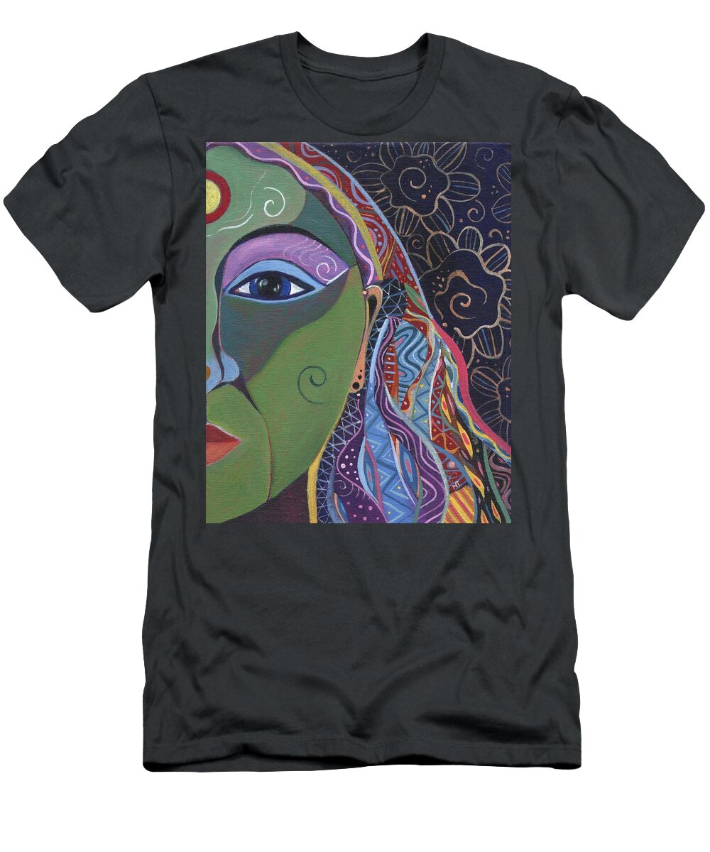 Woman T-Shirt featuring the painting Still A Mystery 5 by Helena Tiainen