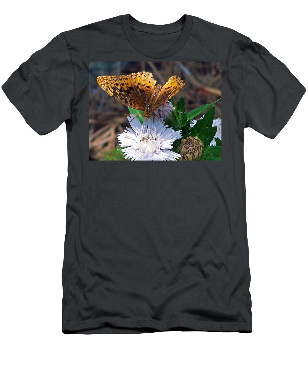 Insects T-Shirt featuring the photograph Stokesia's Visitor by Jennifer Robin