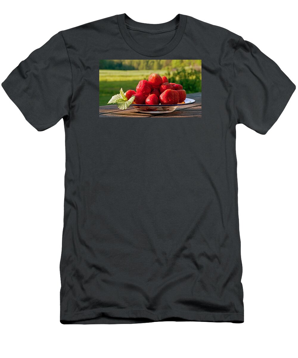 Strawberry T-Shirt featuring the photograph Strawberry fields by Torbjorn Swenelius