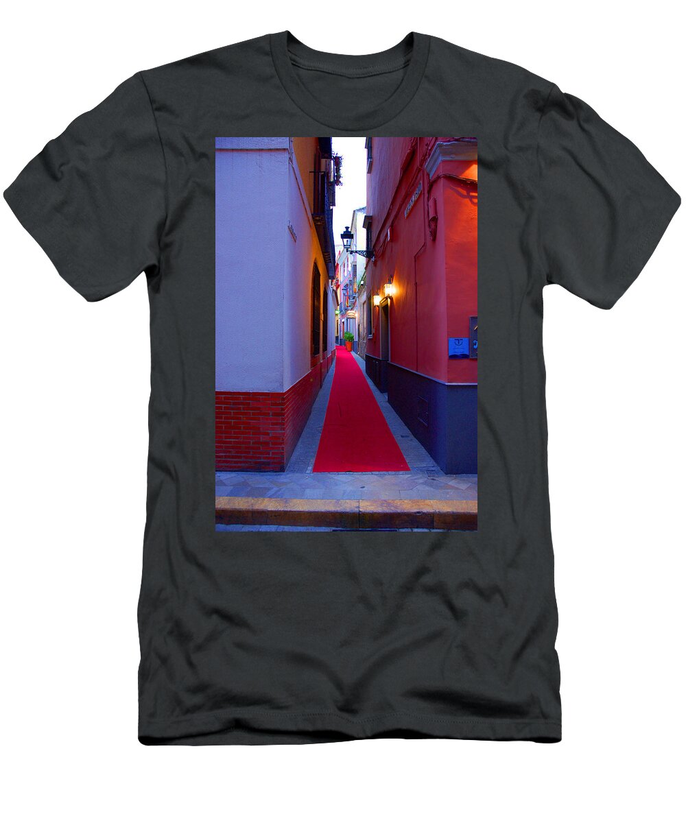 Seville T-Shirt featuring the photograph Streets of Seville - Red Carpet by AM FineArtPrints