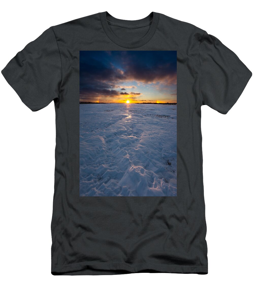Sun Dog T-Shirt featuring the photograph Sub-Zero Sunset by Aaron J Groen