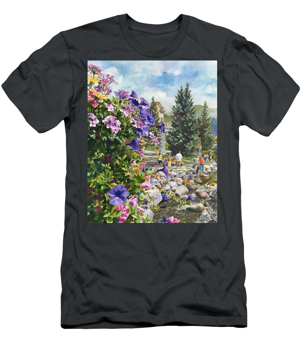 Flowers Painting T-Shirt featuring the painting Summertime Saturday by Anne Gifford