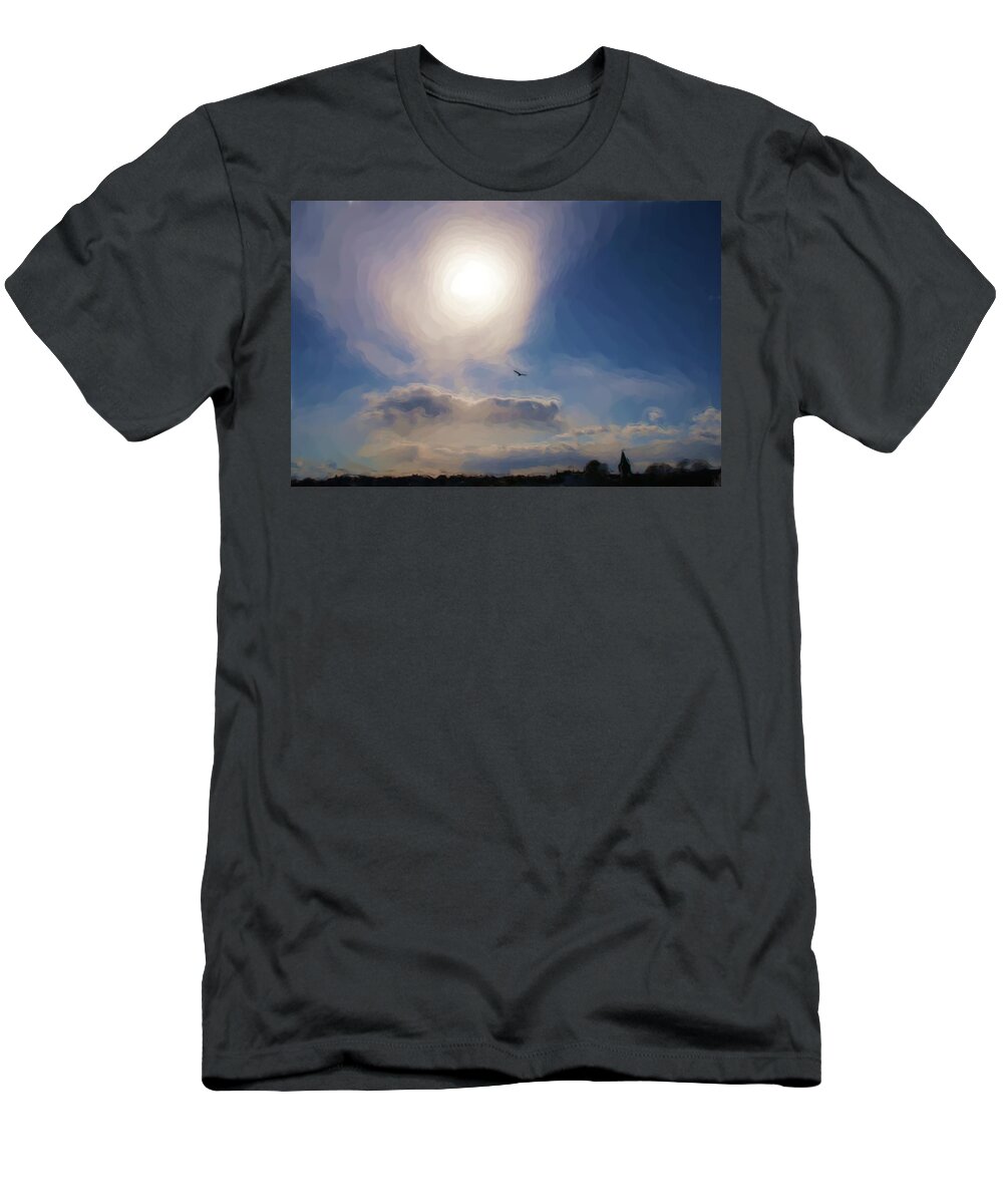 Landscape T-Shirt featuring the digital art Sun and skies by Elena Perelman