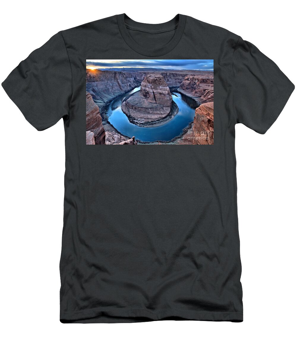Horseshoe Bend T-Shirt featuring the photograph Sunburst Over Horseshoe Bend by Adam Jewell
