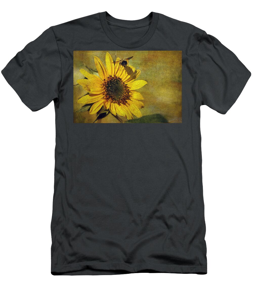Cindi Ressler T-Shirt featuring the photograph Sunflower and Bumble Bee by Cindi Ressler