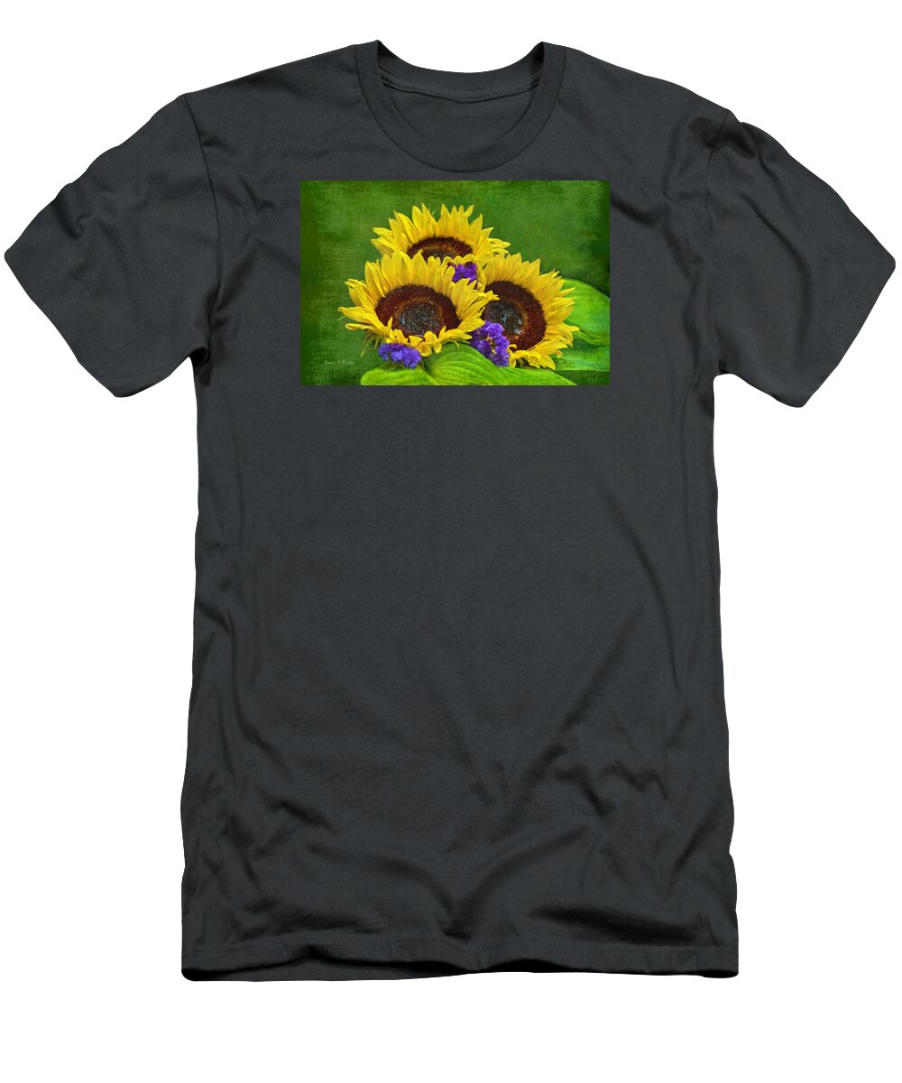 Sunflower T-Shirt featuring the photograph Sunflower Trio by Sandi OReilly