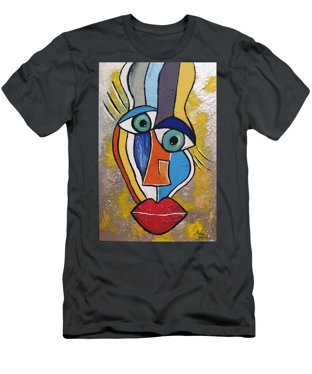 Face T-Shirt featuring the mixed media Sunny Face by Artista Elisabet
