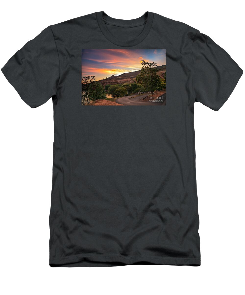 Hells Canyon T-Shirt featuring the photograph Sunrise At Woodhead Park by Robert Bales