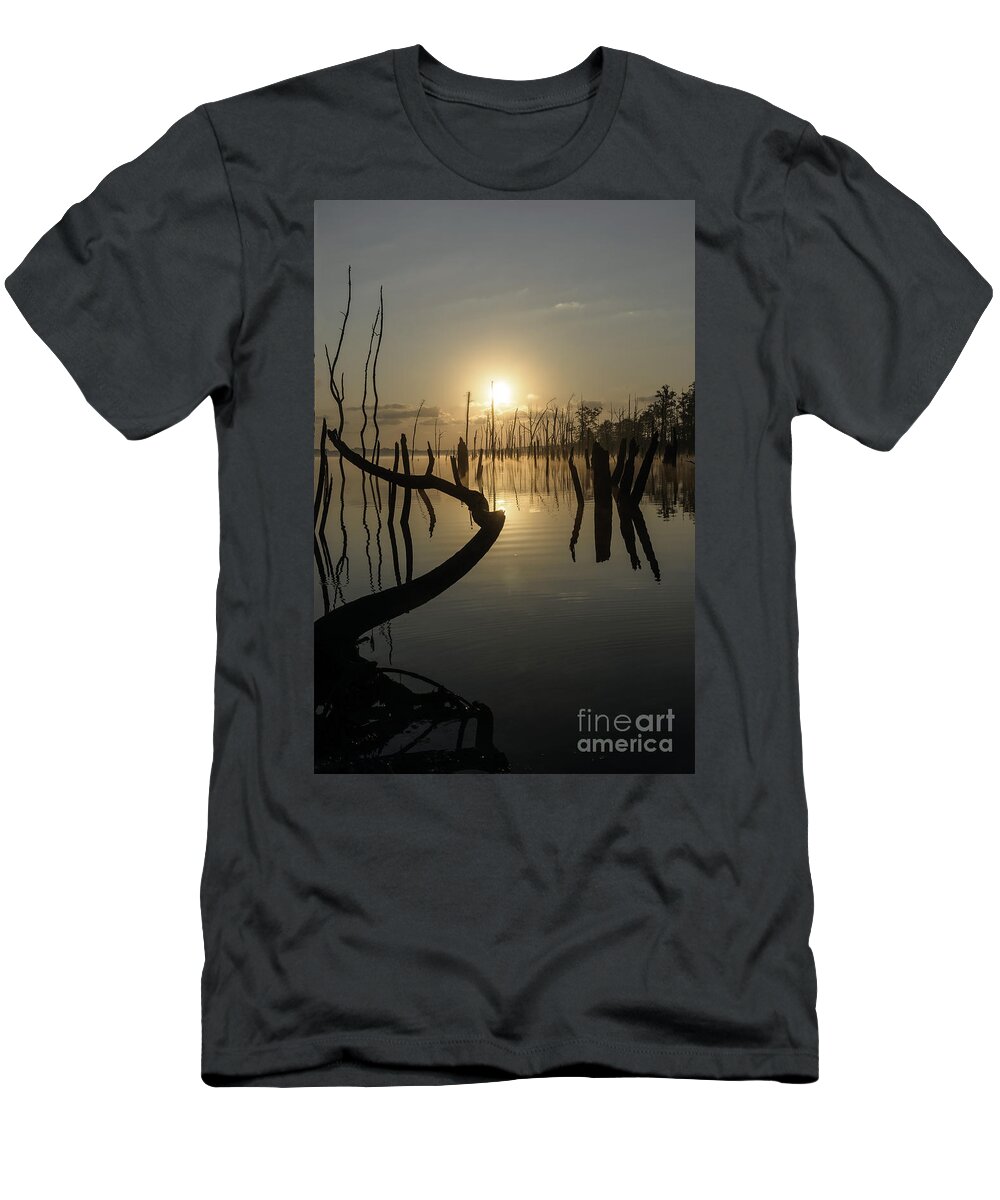 (tree Or Trees) T-Shirt featuring the photograph Sunrise over Manasquan Reservoir II by Debra Fedchin
