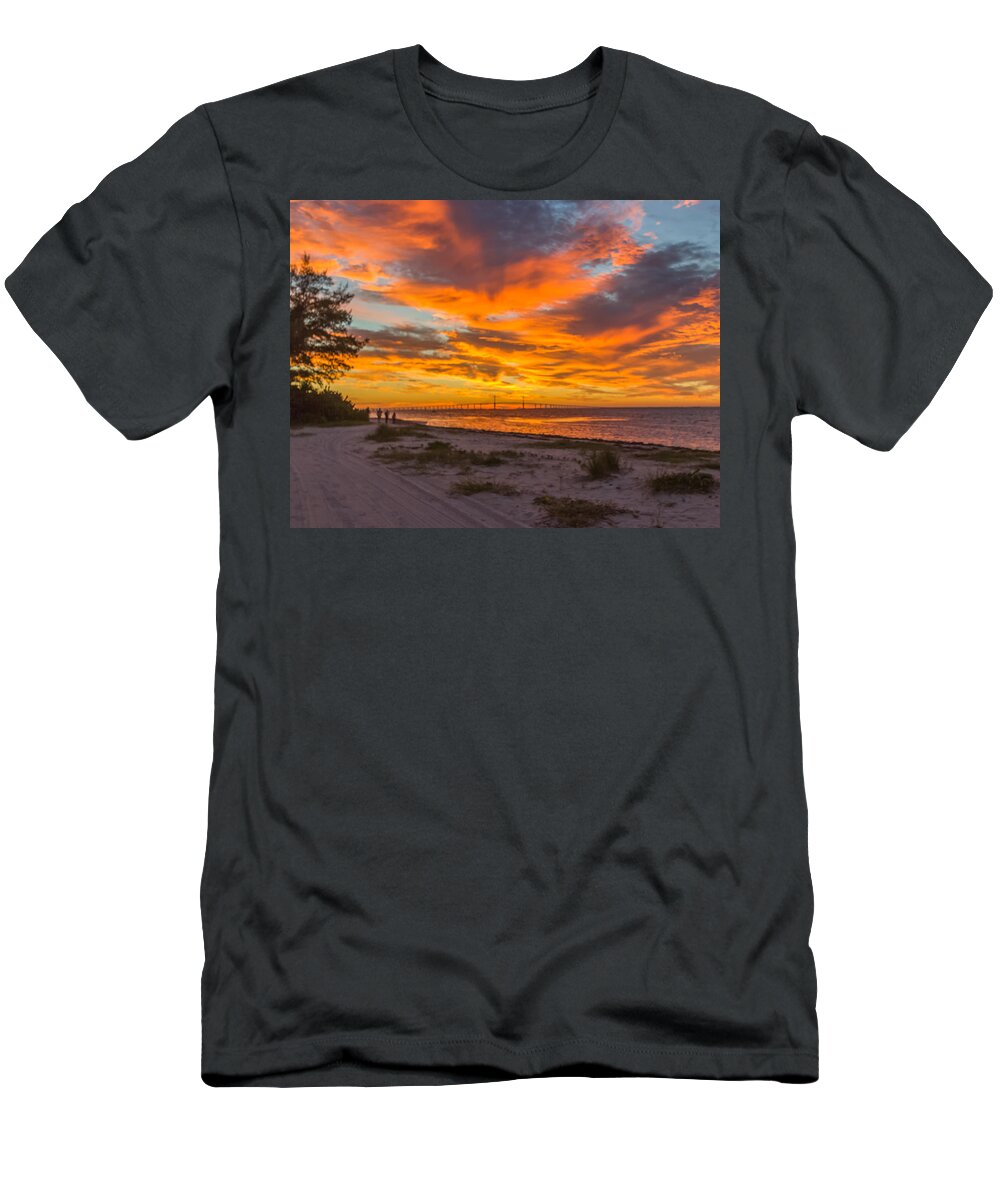 Florida T-Shirt featuring the photograph Sunrise over the bridge by Jane Luxton