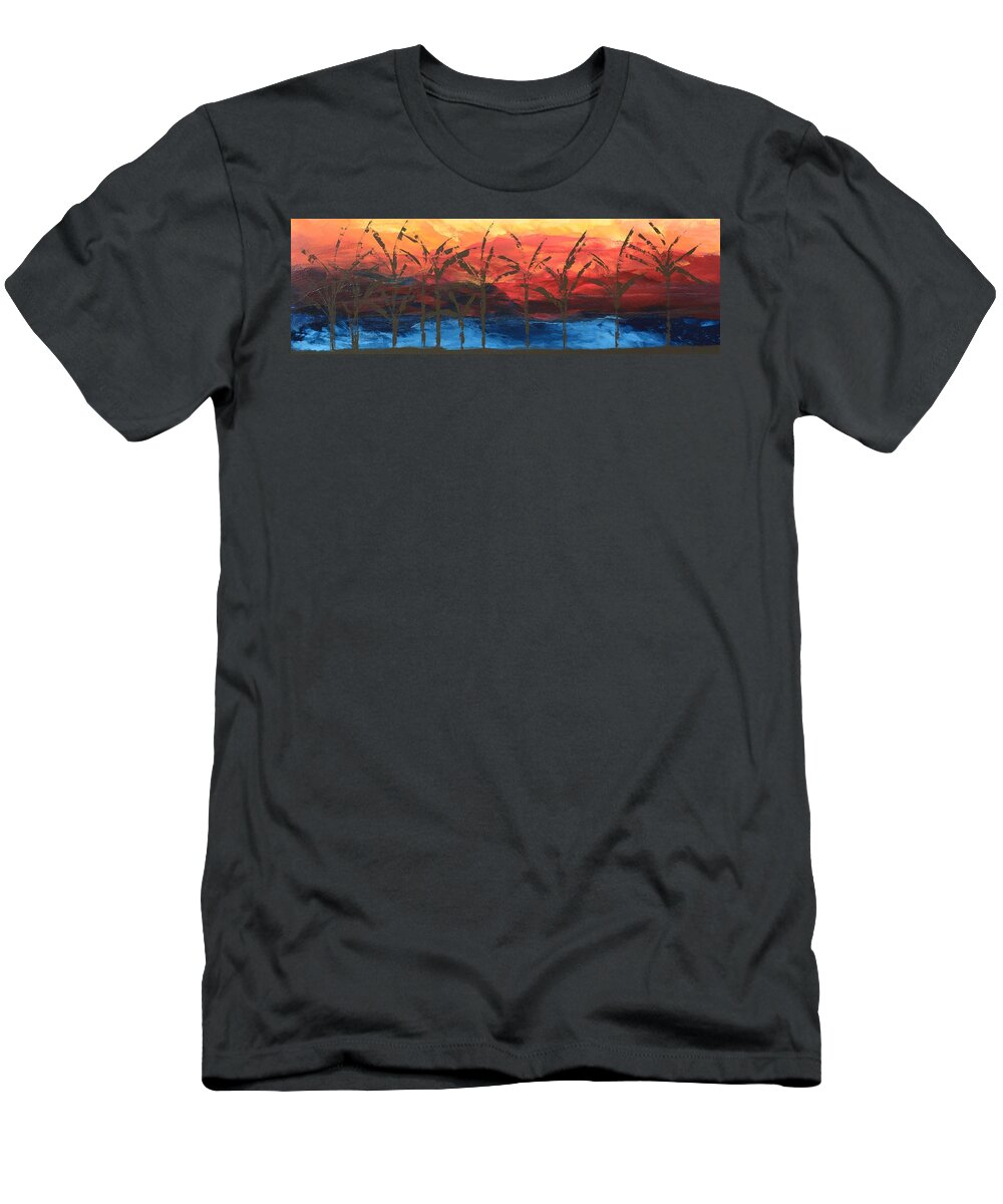 Sunset Beach T-Shirt featuring the painting Sunset Beach by Linda Bailey