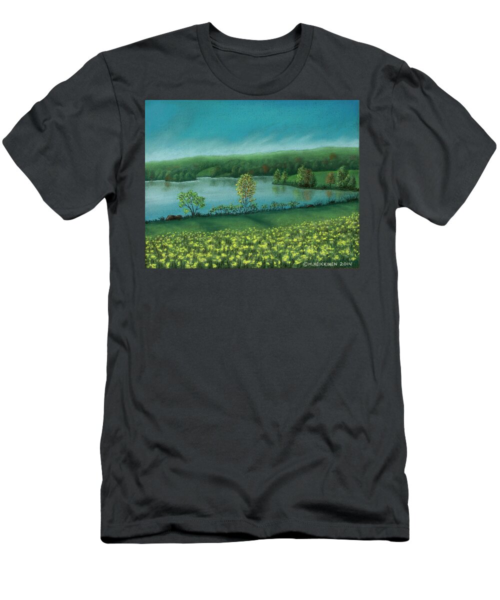 Sunset T-Shirt featuring the pastel Sunset Lake C by Michael Heikkinen