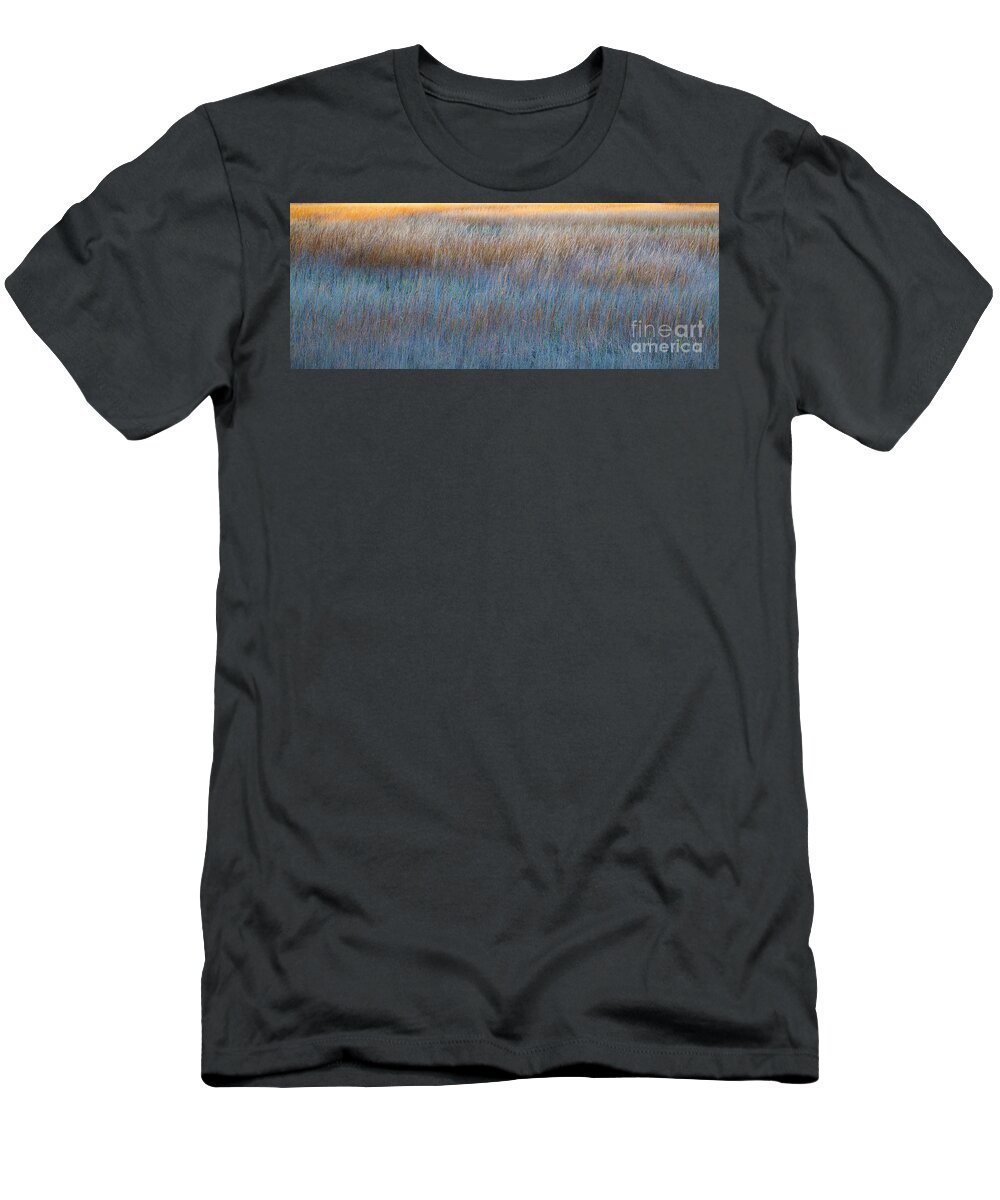 America T-Shirt featuring the photograph Sunset Marsh In Blue And Gold by Jo Ann Tomaselli