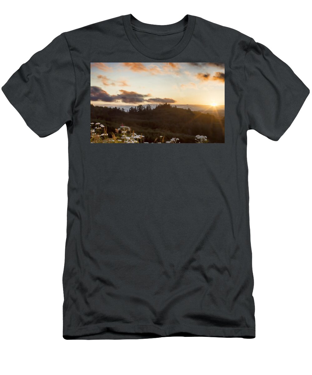 Sunset T-Shirt featuring the photograph Sunset over Gray's Harbor GH6 by Cathy Anderson