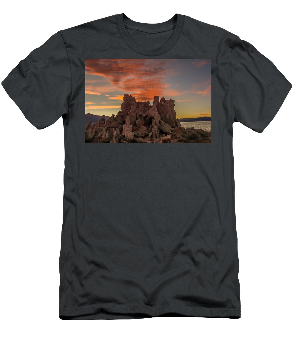 Sunset T-Shirt featuring the photograph Sunset over Tufa Mono Lake by Randall Branham