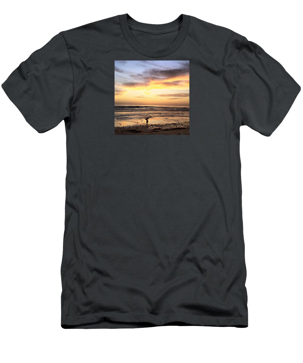 Sunset Surfer Print Framed Prints T-Shirt featuring the photograph Sunset Surfer by Paul Carter