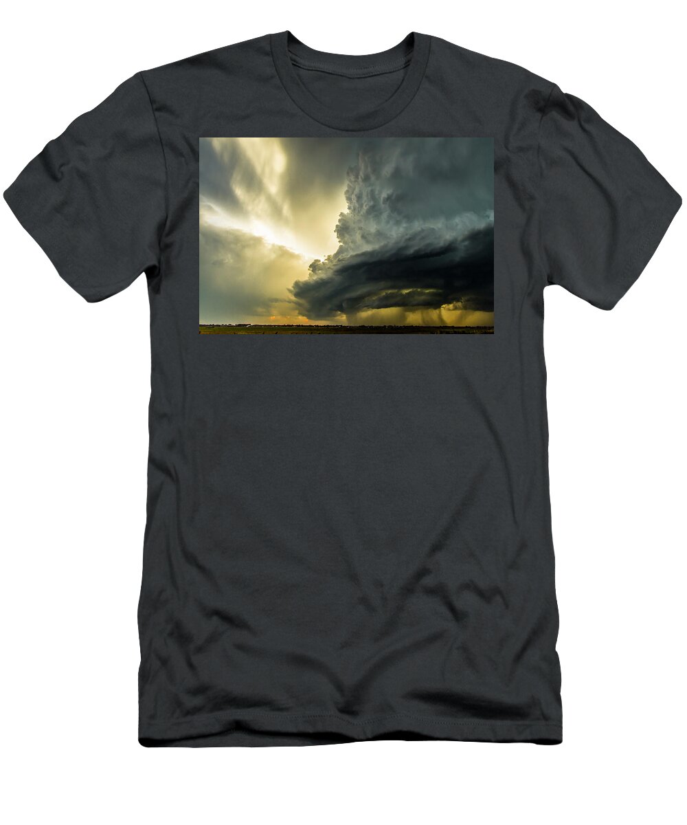 Storm T-Shirt featuring the photograph Supercell - Massive Storm Rumbles Over Central Oklahoma Plains by Southern Plains Photography