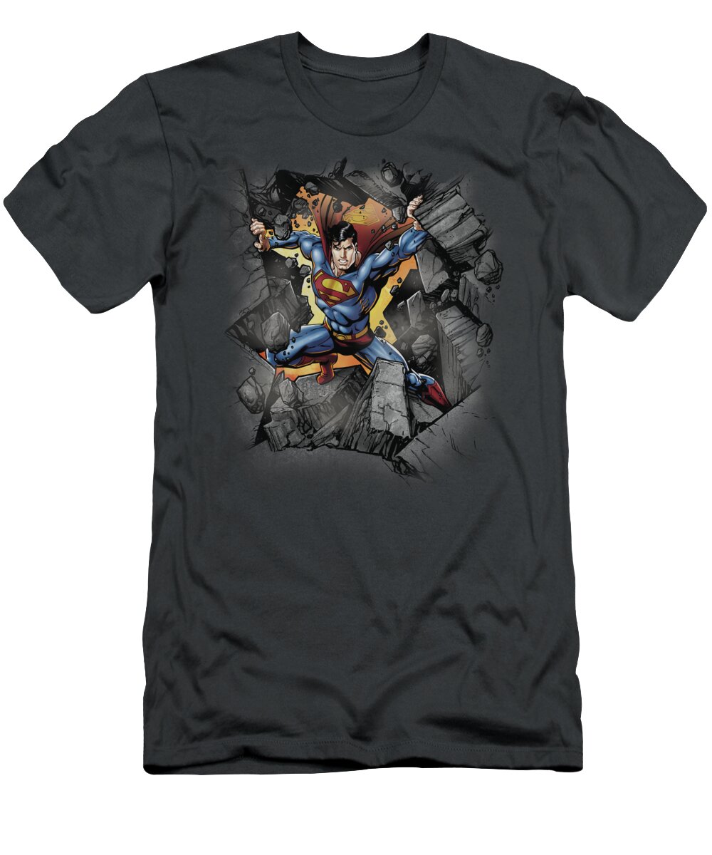 Superman T-Shirt featuring the digital art Superman - Break On Through by Brand A