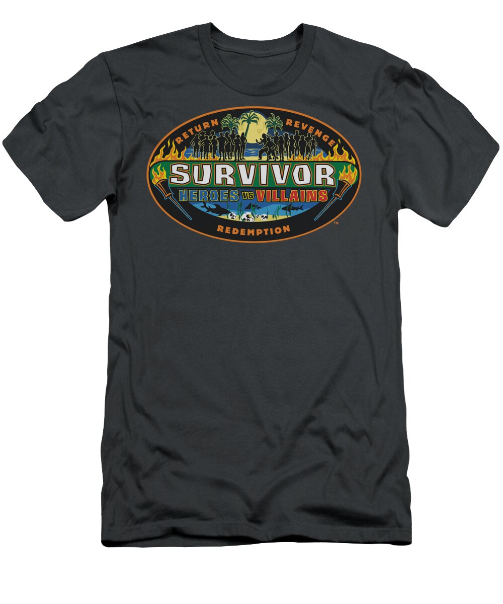 Survivor T-Shirt featuring the digital art Survivor - Heroes Vs Villains by Brand A