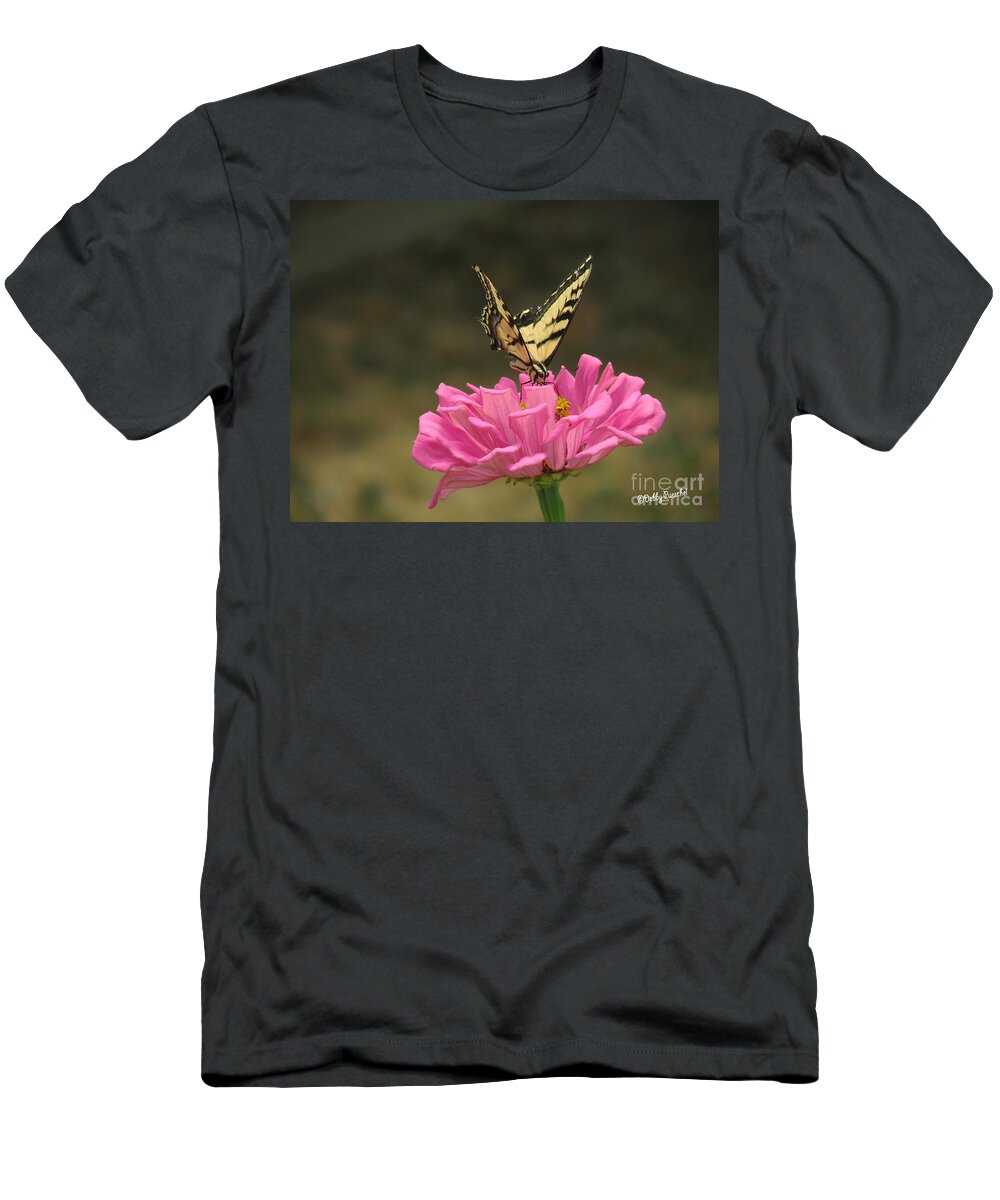 Insect T-Shirt featuring the photograph Swallowtail on a Zinnia by Debby Pueschel