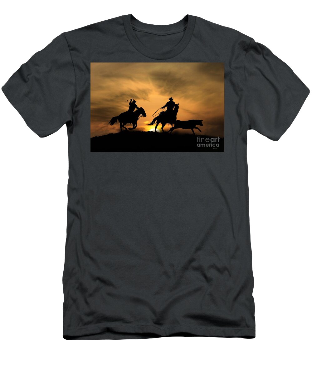 Roping T-Shirt featuring the photograph Team Work by Stephanie Laird