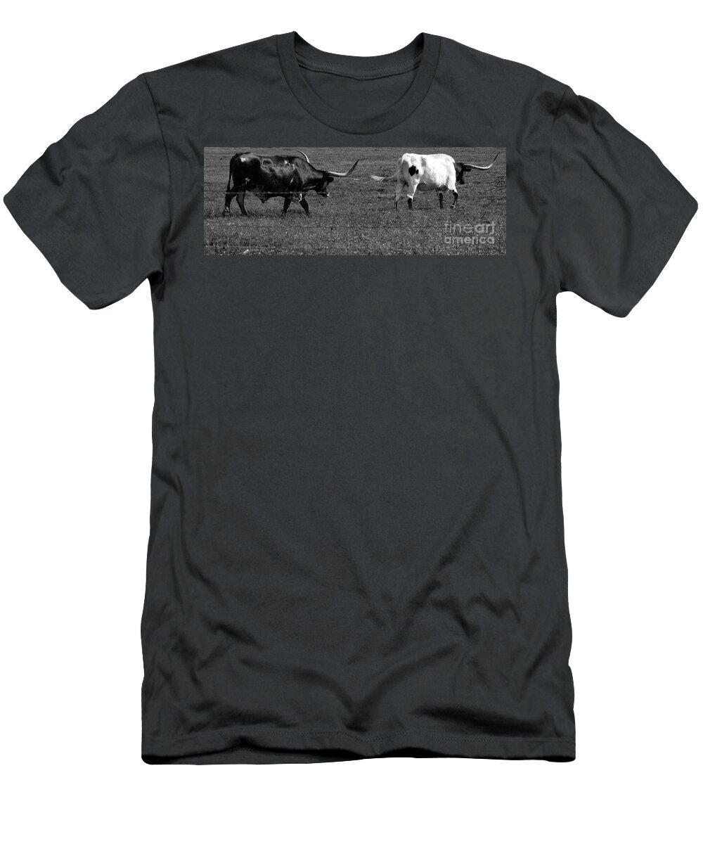 Cows T-Shirt featuring the photograph Texas Longhorns II by Anita Lewis