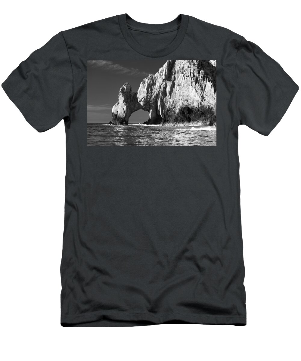 Los Cabos T-Shirt featuring the photograph The Arch Cabo San Lucas in Black and White by Sebastian Musial