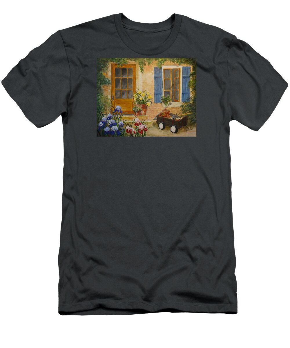 Home T-Shirt featuring the painting The Back Door by Marilyn Zalatan