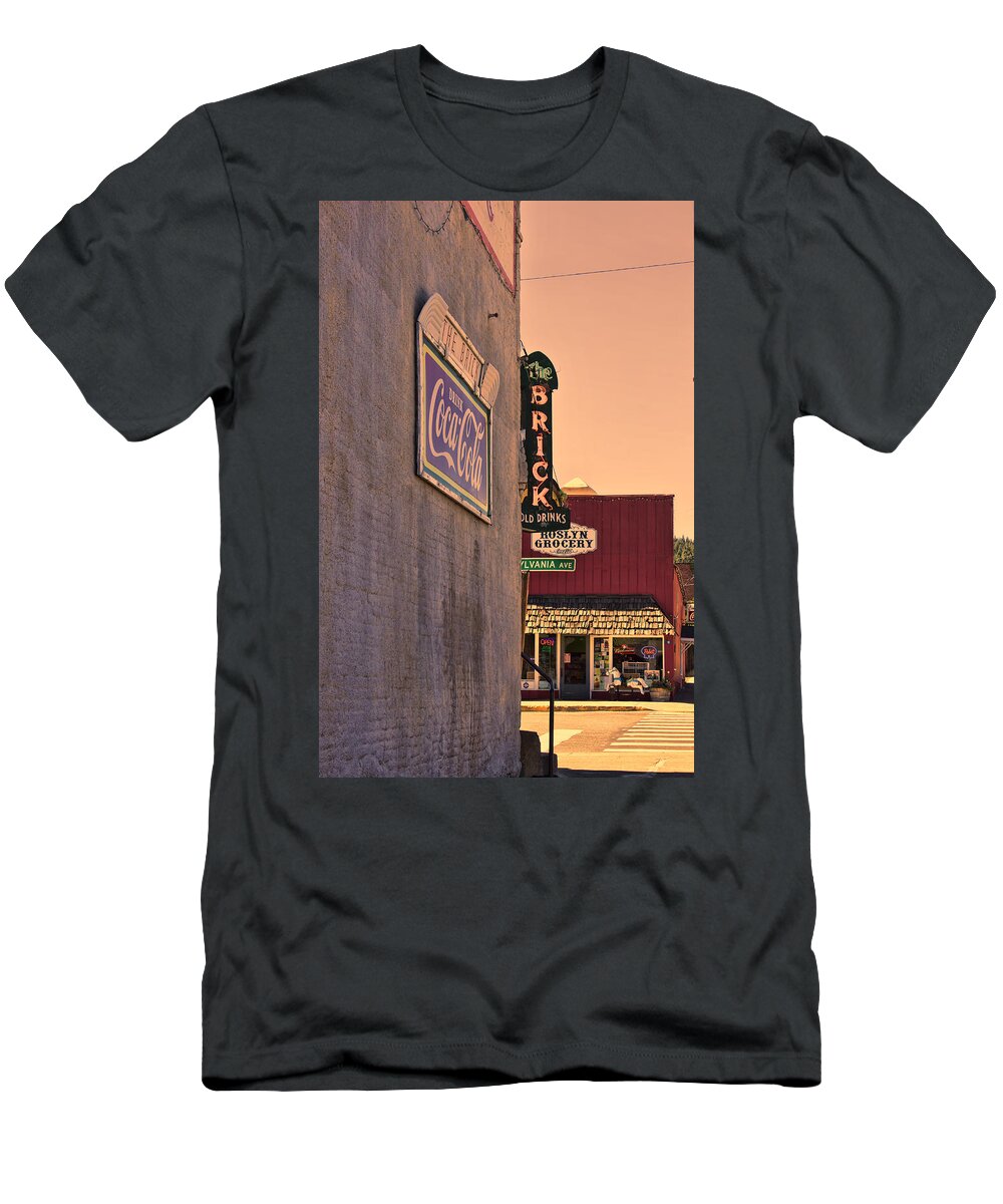 Pub Sign T-Shirt featuring the photograph The Brick at Sunset by Cathy Anderson