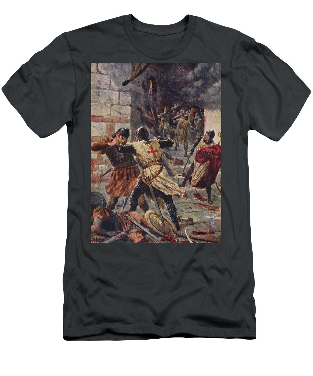 Medieval T-Shirt featuring the drawing The Capture Of Constantinople by John Harris Valda