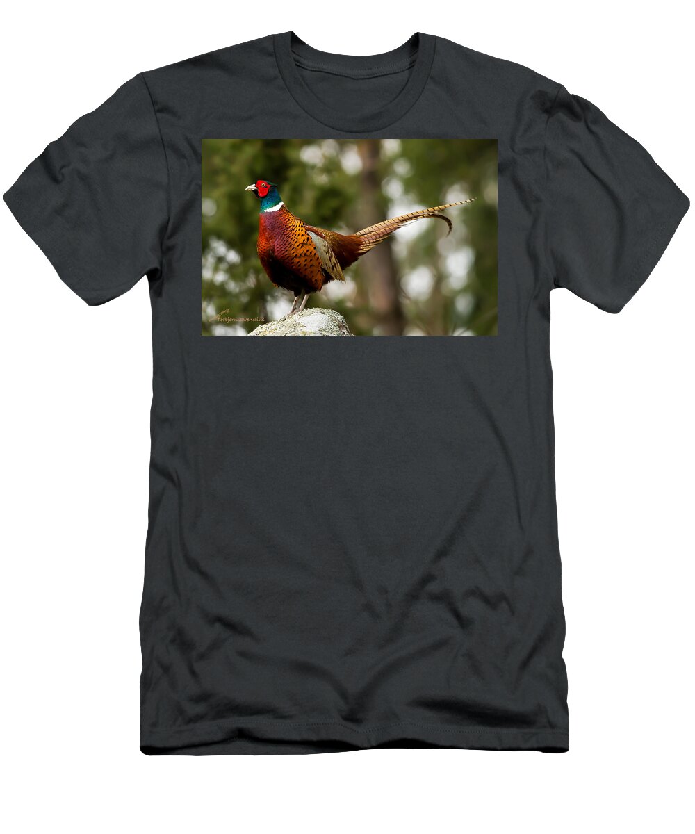 The Cock On Top Of The Rock T-Shirt featuring the photograph The Cock on Top of the Rock by Torbjorn Swenelius