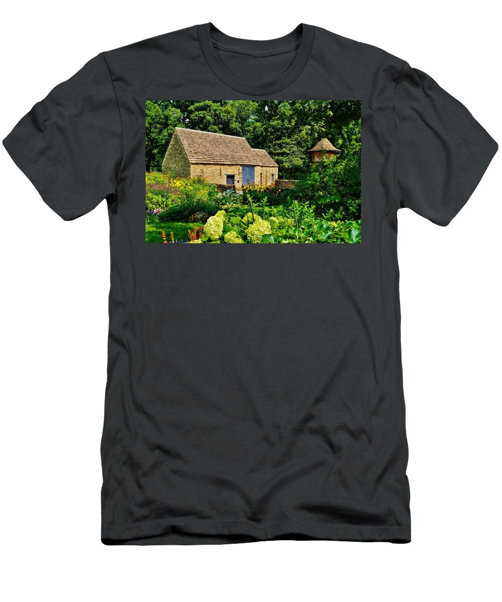 Barn T-Shirt featuring the photograph The Cotswald Barn and Dovecove by Daniel Thompson