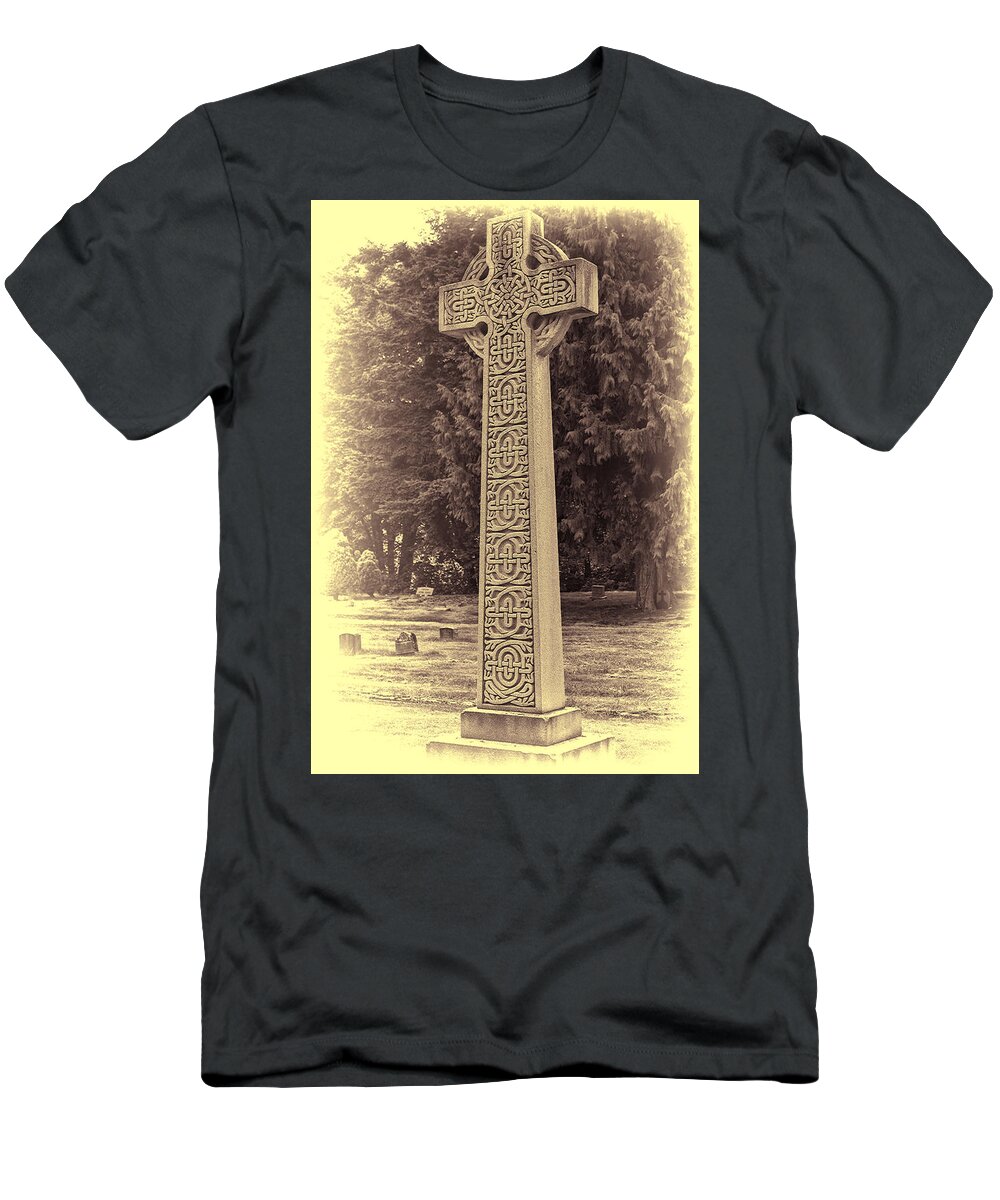 Headstone T-Shirt featuring the photograph The Cross by Cathy Anderson