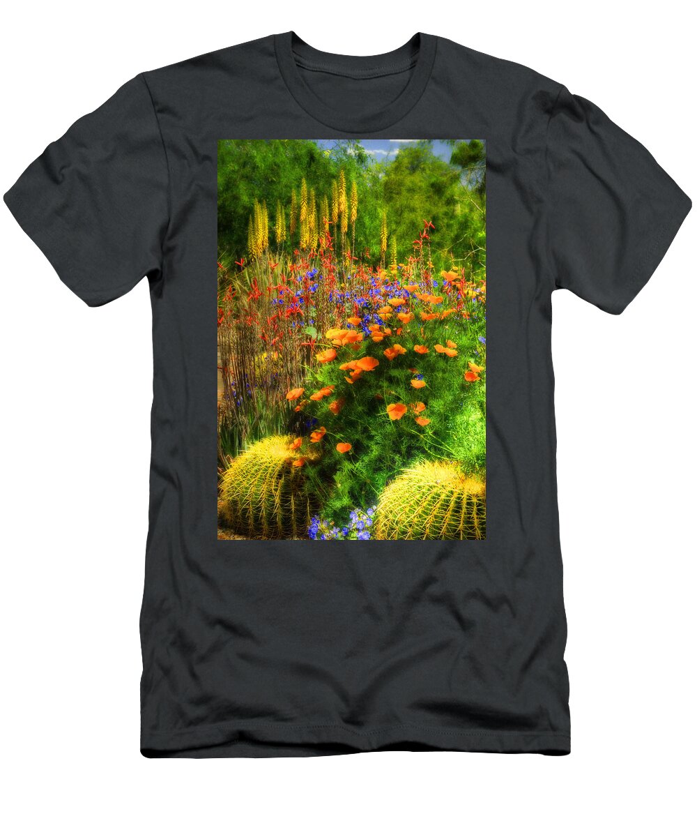 Barrel Cactus T-Shirt featuring the photograph The Desert Abloom by Saija Lehtonen