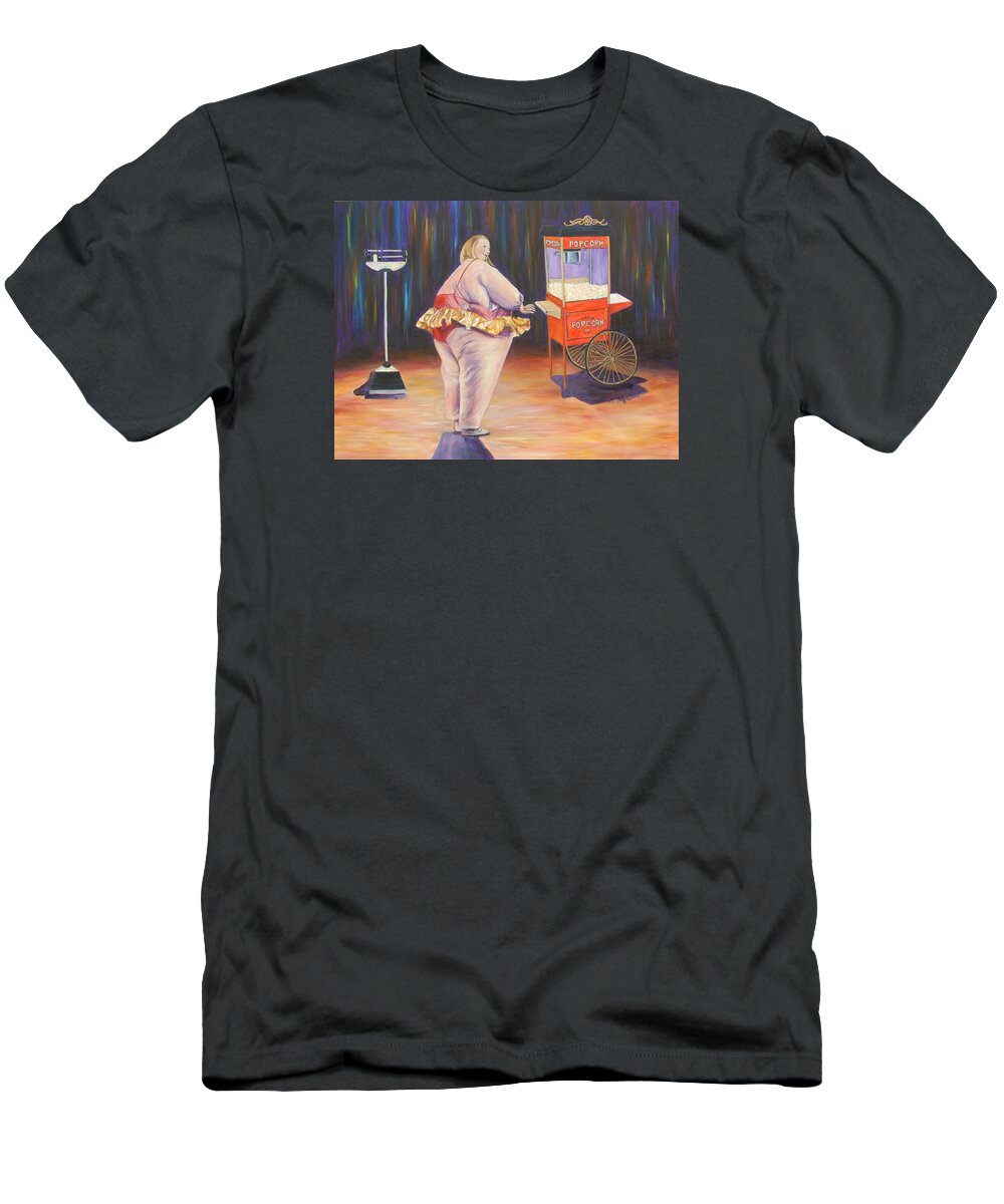 Fat Lady T-Shirt featuring the painting The Fat Lady by Bonnie Peacher