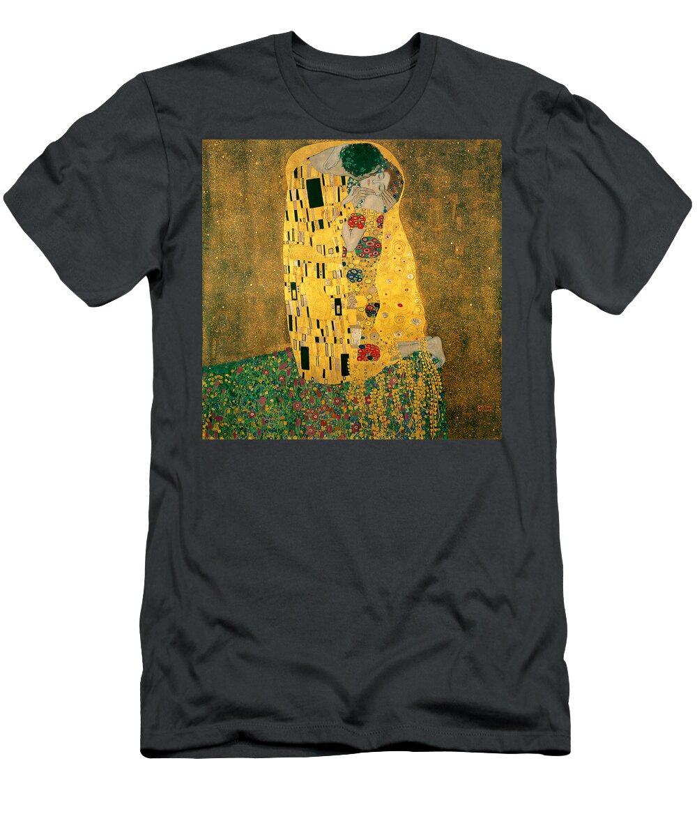 Gustive Klimt T-Shirt featuring the digital art The Kiss by Gustive Klimt