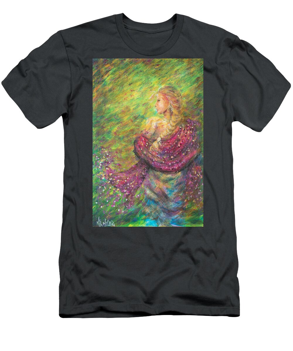 Lady T-Shirt featuring the painting The Magdelene by Nik Helbig