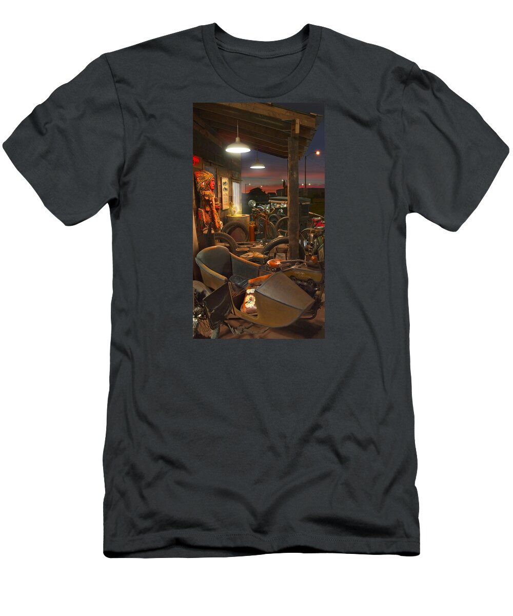 Motorcycle T-Shirt featuring the photograph The Motorcycle Shop 2 by Mike McGlothlen