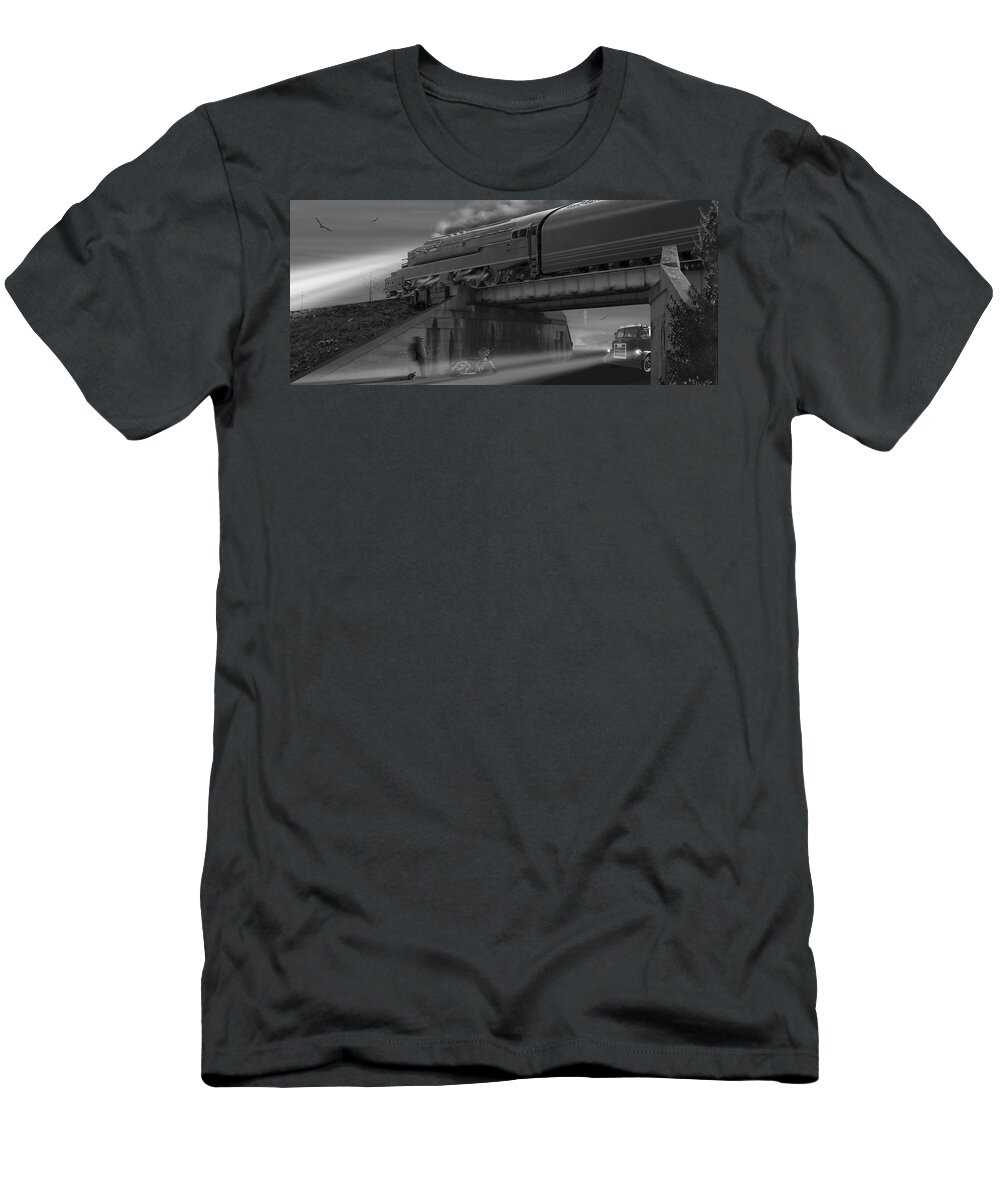 Motorcycle T-Shirt featuring the photograph The Overpass 2 Panoramic by Mike McGlothlen