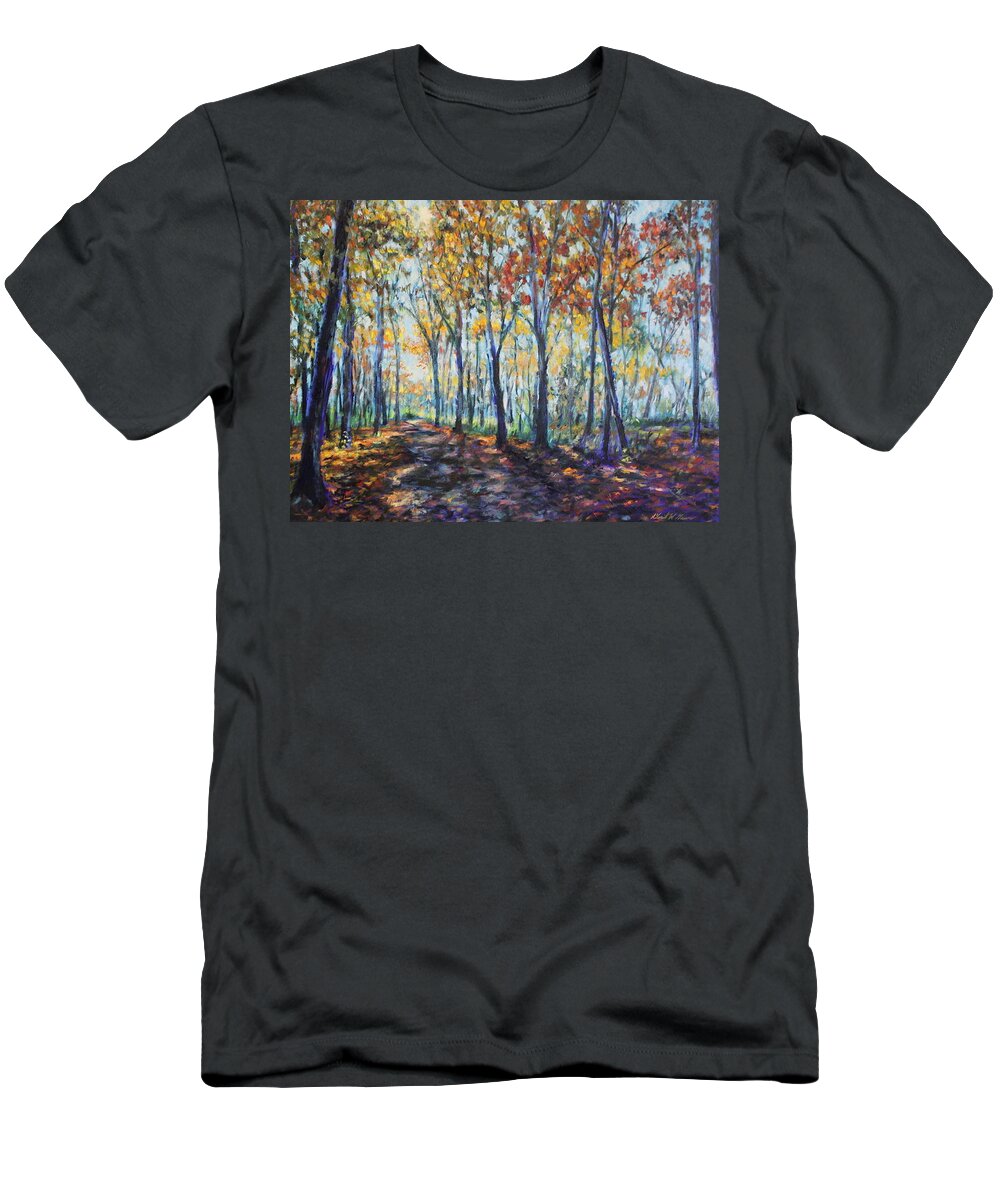 Autumn T-Shirt featuring the painting The path to High Cliff by Daniel W Green