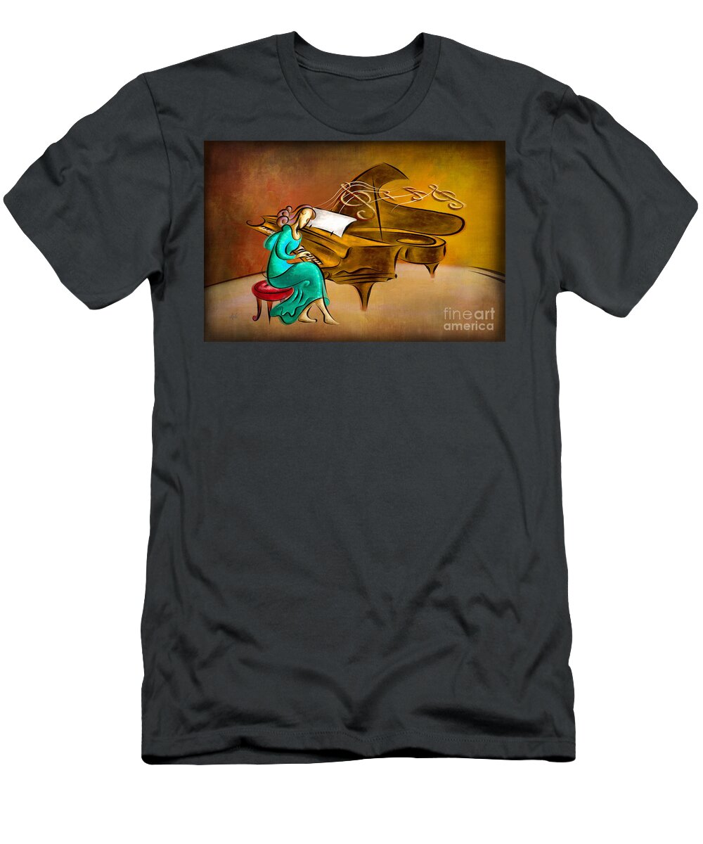 Piano T-Shirt featuring the digital art The Pianist by Peter Awax