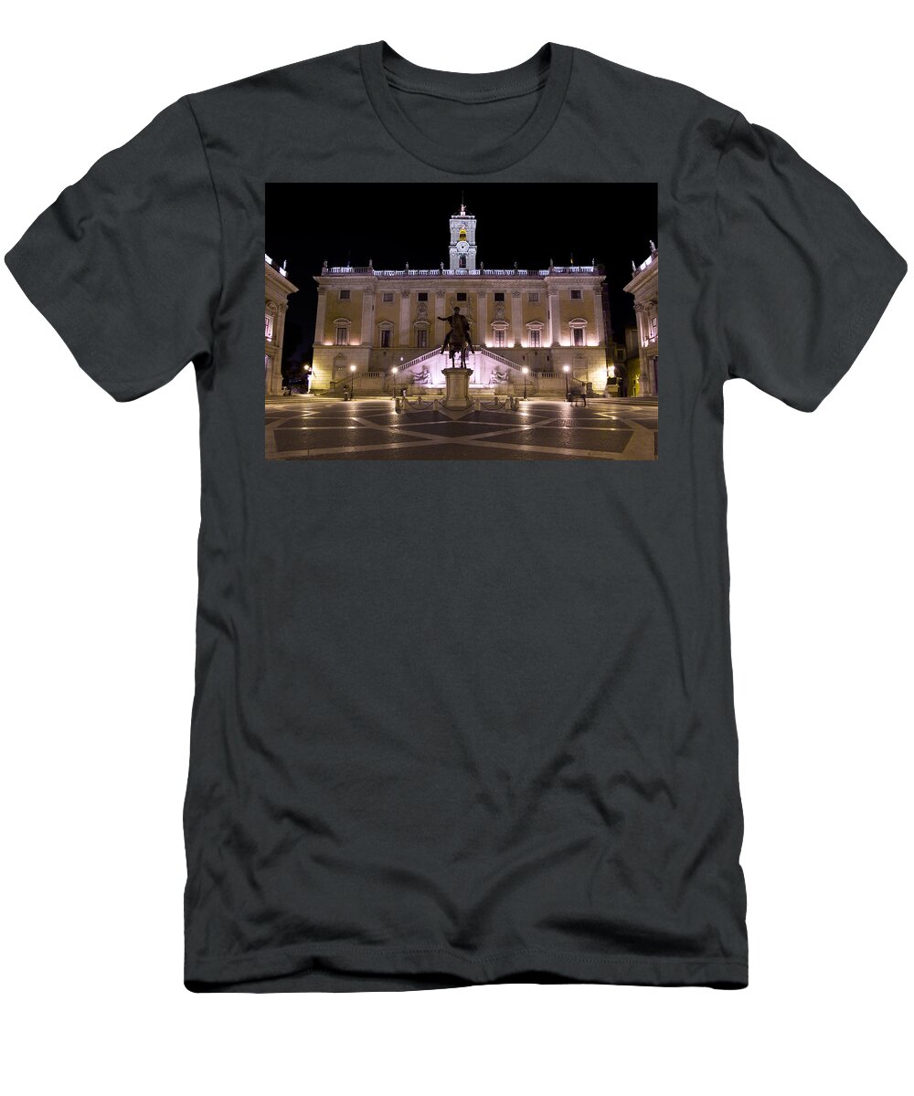 Rome T-Shirt featuring the photograph The Piazza del Campidoglio at night by Weston Westmoreland