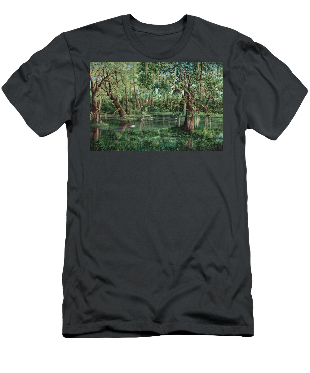 Nature T-Shirt featuring the painting The Preacher and His Flock by AnnaJo Vahle