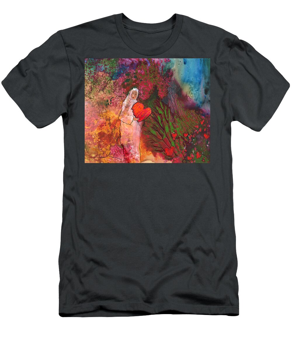 Love T-Shirt featuring the painting The Queen of Hearts by Miki De Goodaboom