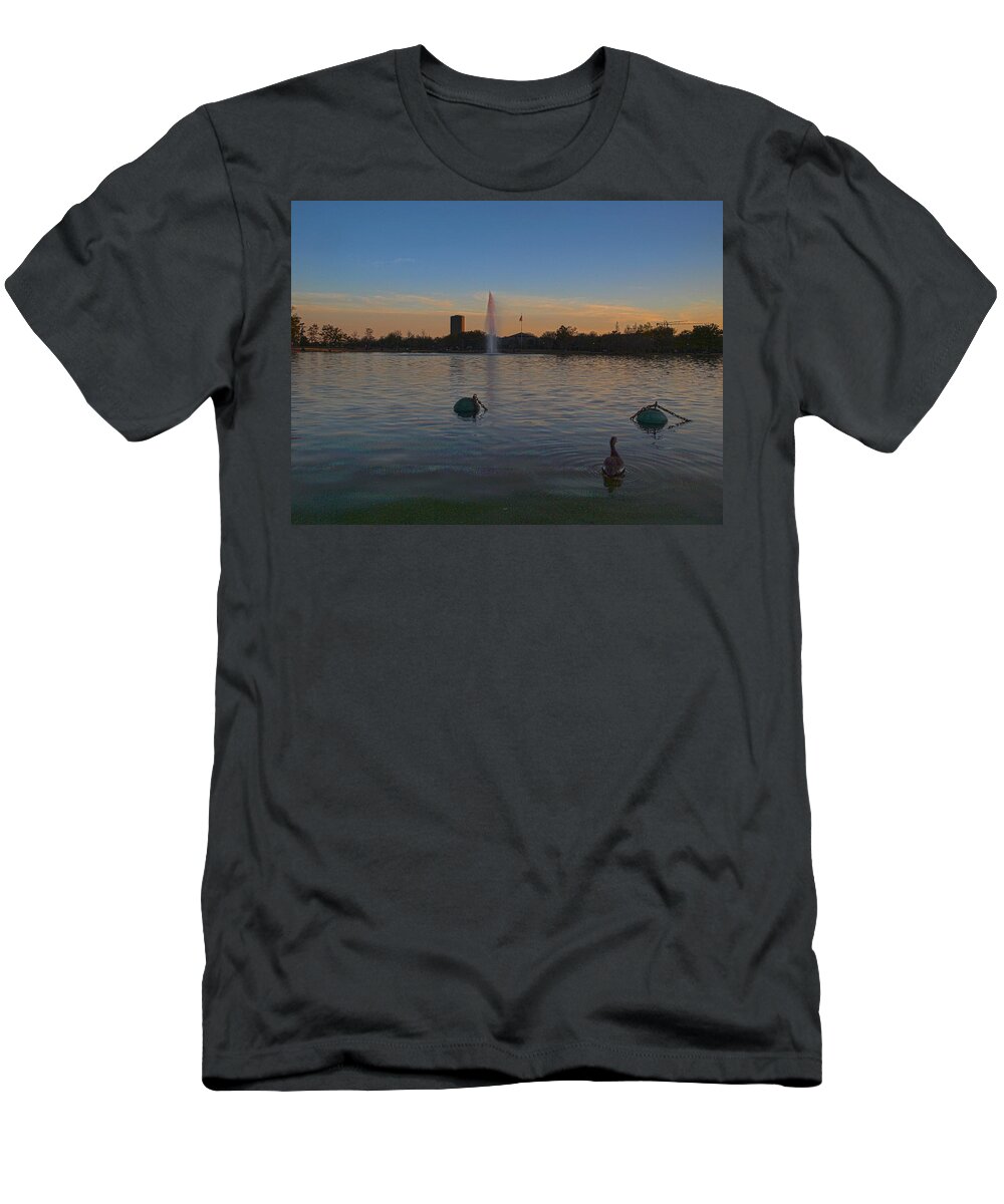 Joshua House Photography T-Shirt featuring the photograph The Sunset Duck by Joshua House