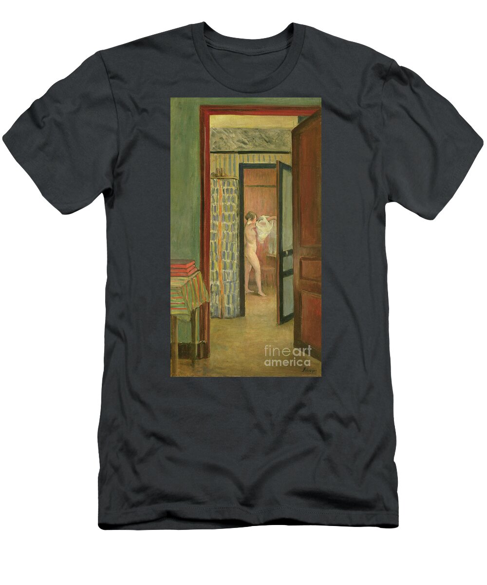 Interior T-Shirt featuring the painting The Toilet, Nude dressing herself by Henri Lebasque