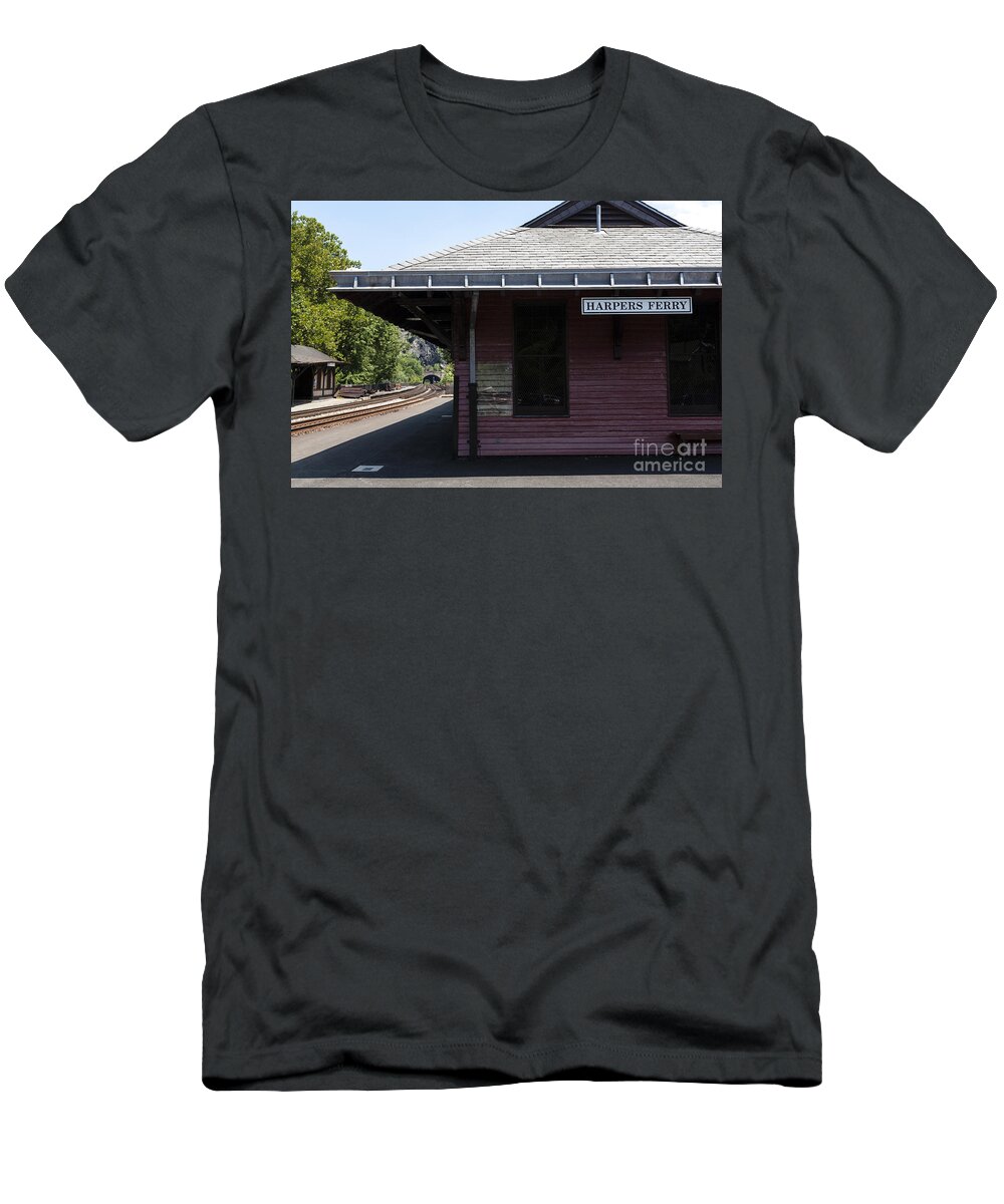 Train Station T-Shirt featuring the photograph The train station at Harpers Ferry in West Virginia by William Kuta