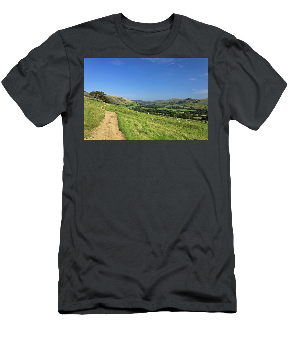 Derbyshire T-Shirt featuring the photograph The Vale of Edale from the Pennine Way by Rod Johnson