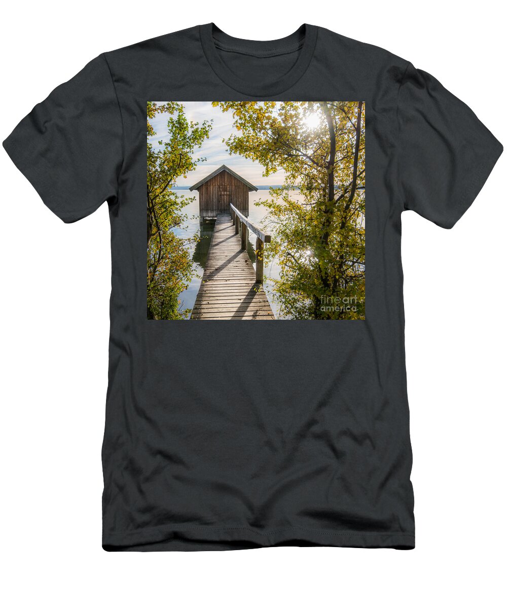 Ammersee T-Shirt featuring the photograph The waterhouse in fall by Hannes Cmarits