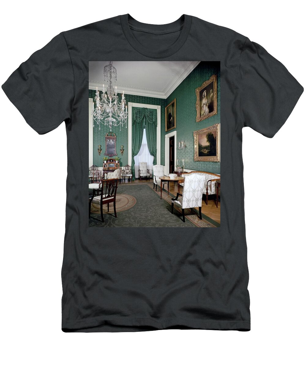 Antique T-Shirt featuring the photograph The White House Green Room by Tom Leonard